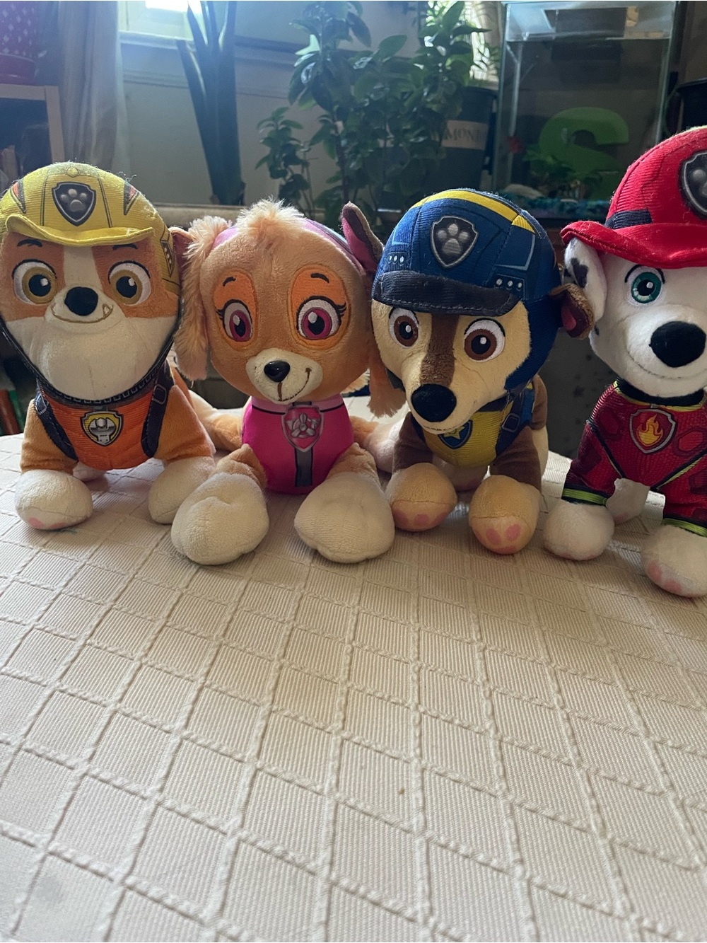 Paw Patrol Plush Set — Pink Skye with Blue Chase, Yellow Rubble and Red Marshall